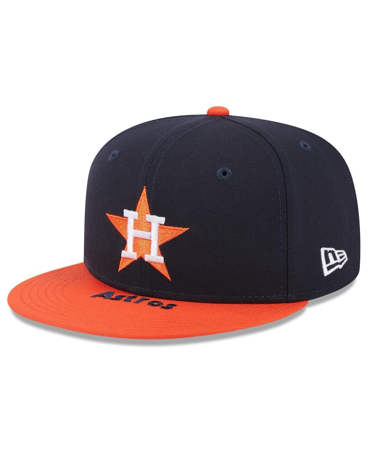 Mens New Era /Orange Houston Astros On Deck 59FIFTY Fitted Hat Blue Product Image