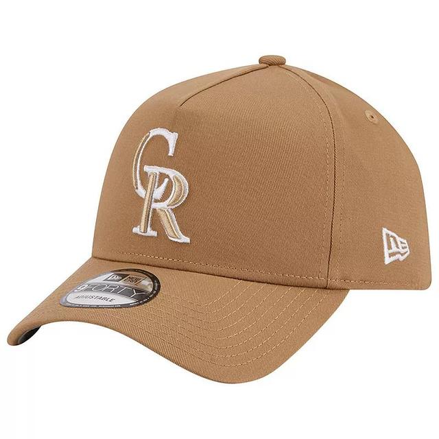 Mens New Era Khaki Colorado Rockies A-Frame 9FORTY Adjustable Hat Product Image