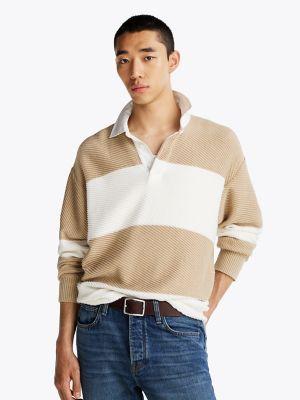 Rugby Stripe Knit Polo Sweater Product Image