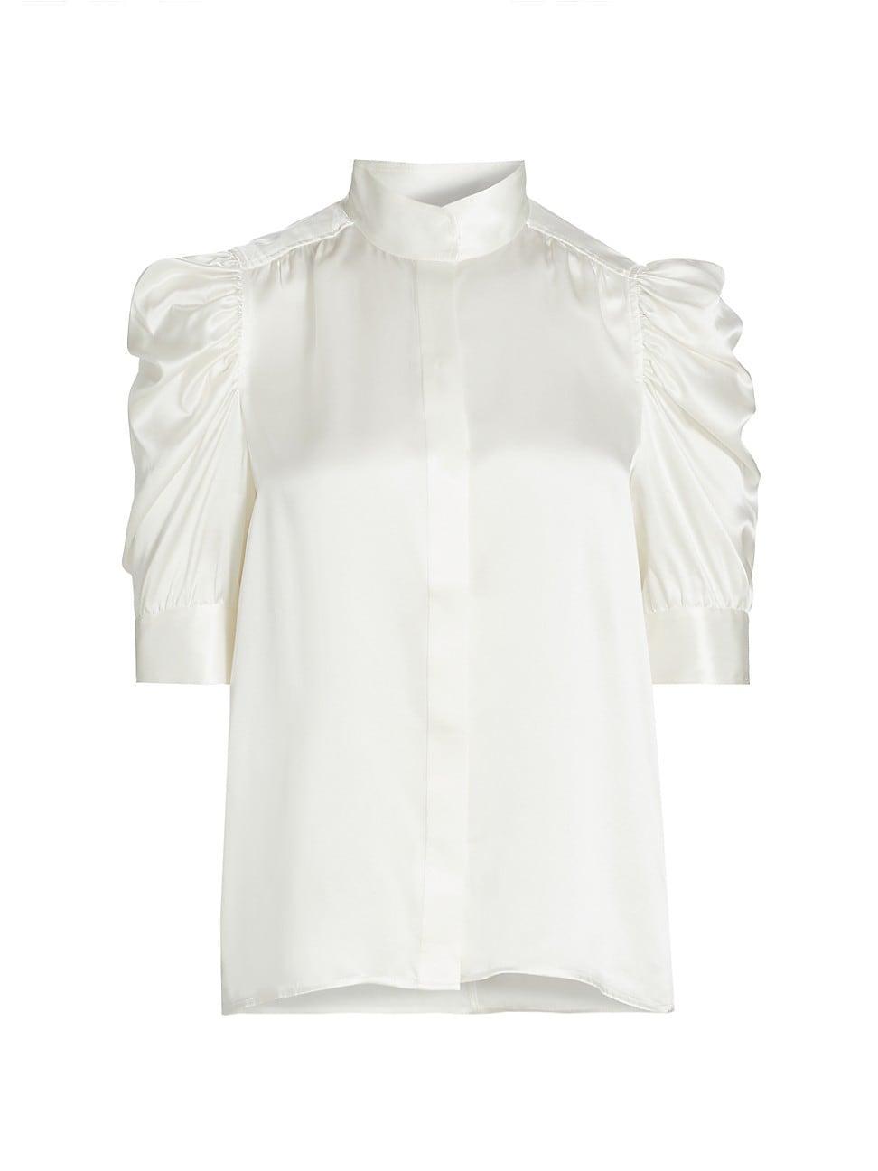 Gillian Silk Ruched Sleeve Top Product Image