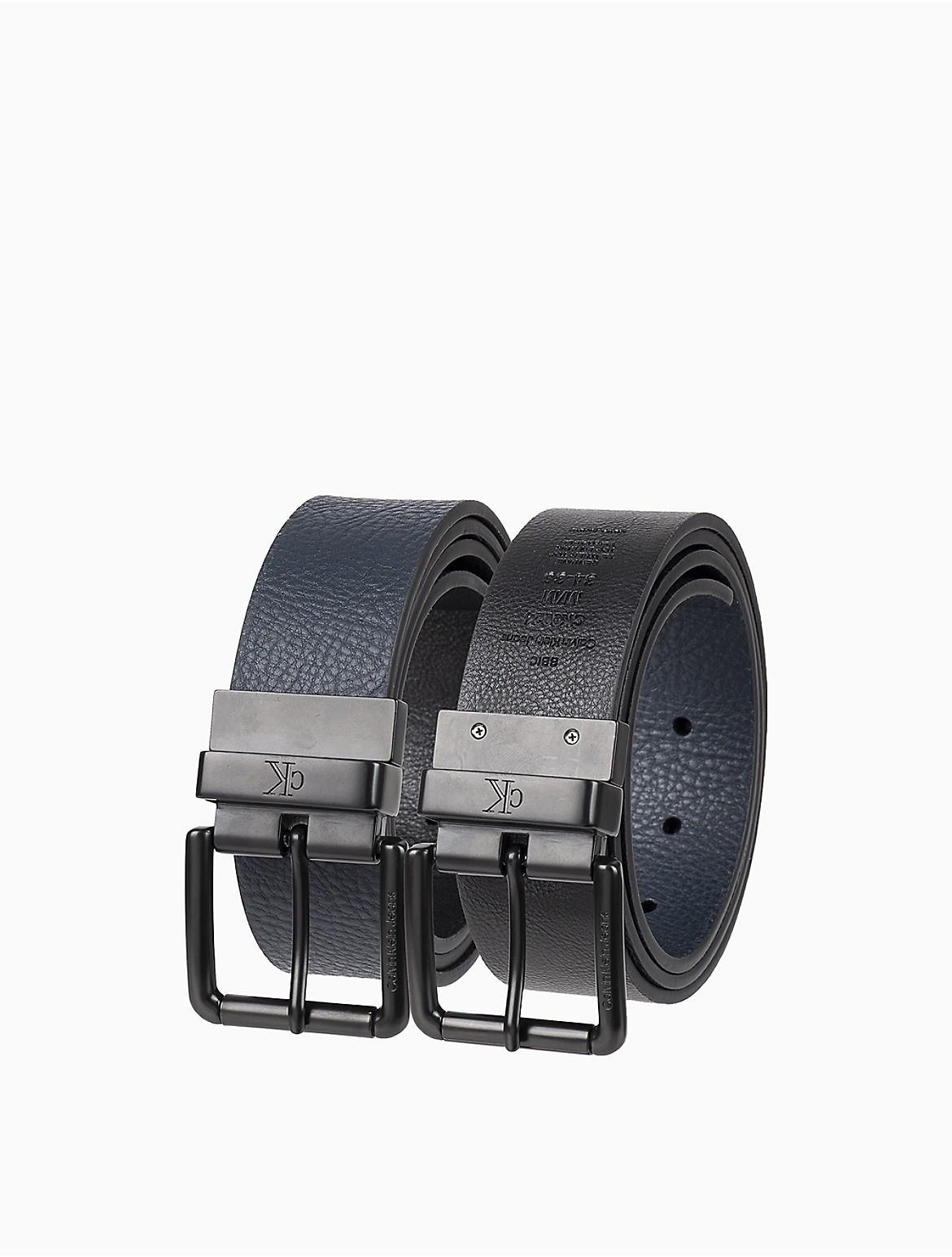 Calvin Klein Mens Pebbled Leather Reversible Jean Belt - Black - S Product Image