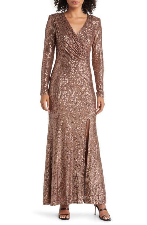 Eliza J Sequin Long Sleeve Gown Product Image