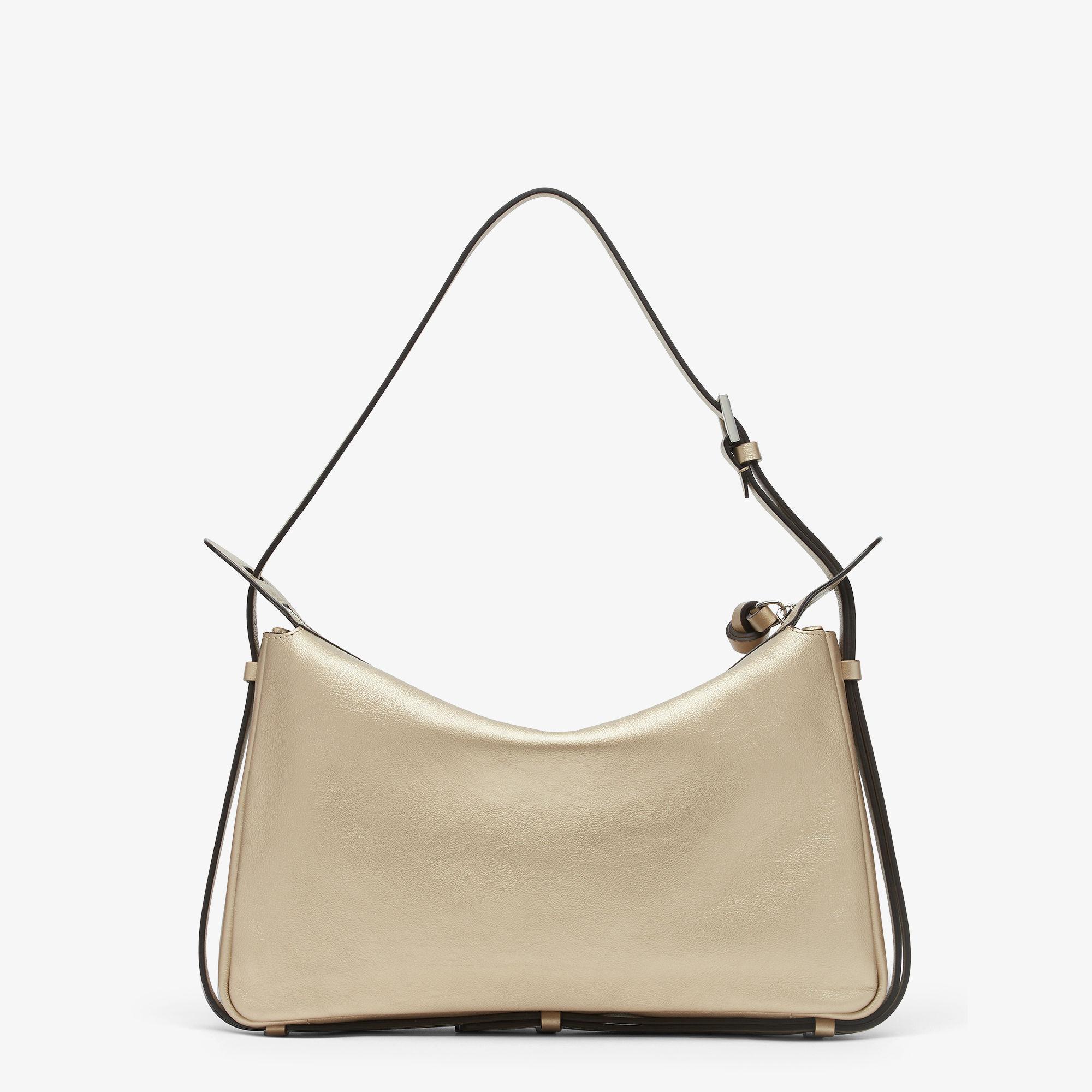 Simply Fendi MediumMetallic champagne-colored leather handbag Product Image