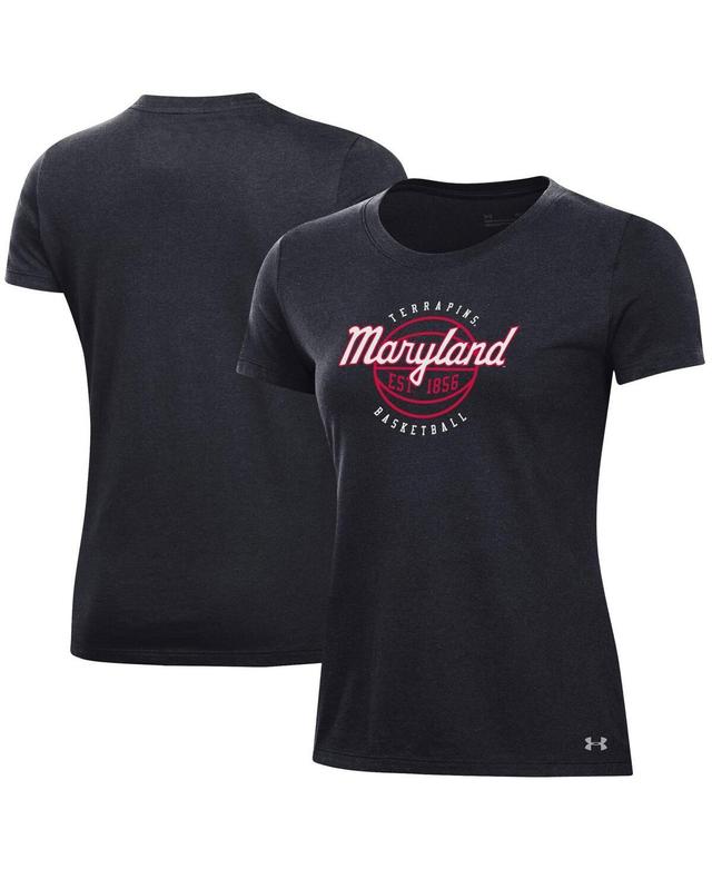 Womens Under Armour Black Maryland Terrapins Throwback Basketball Performance Cotton T-shirt Product Image