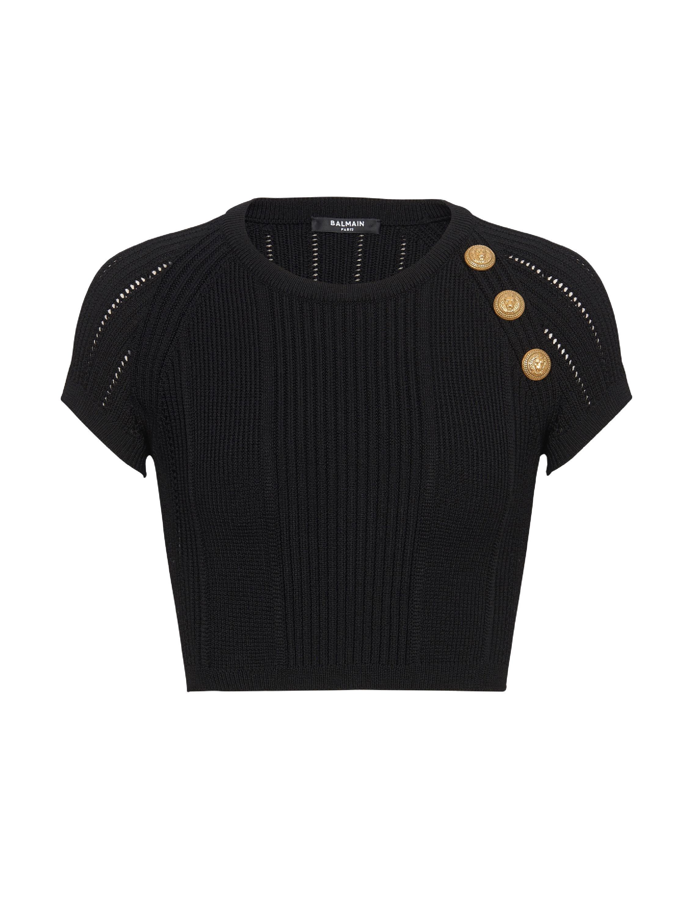 3-button fine knit top product image