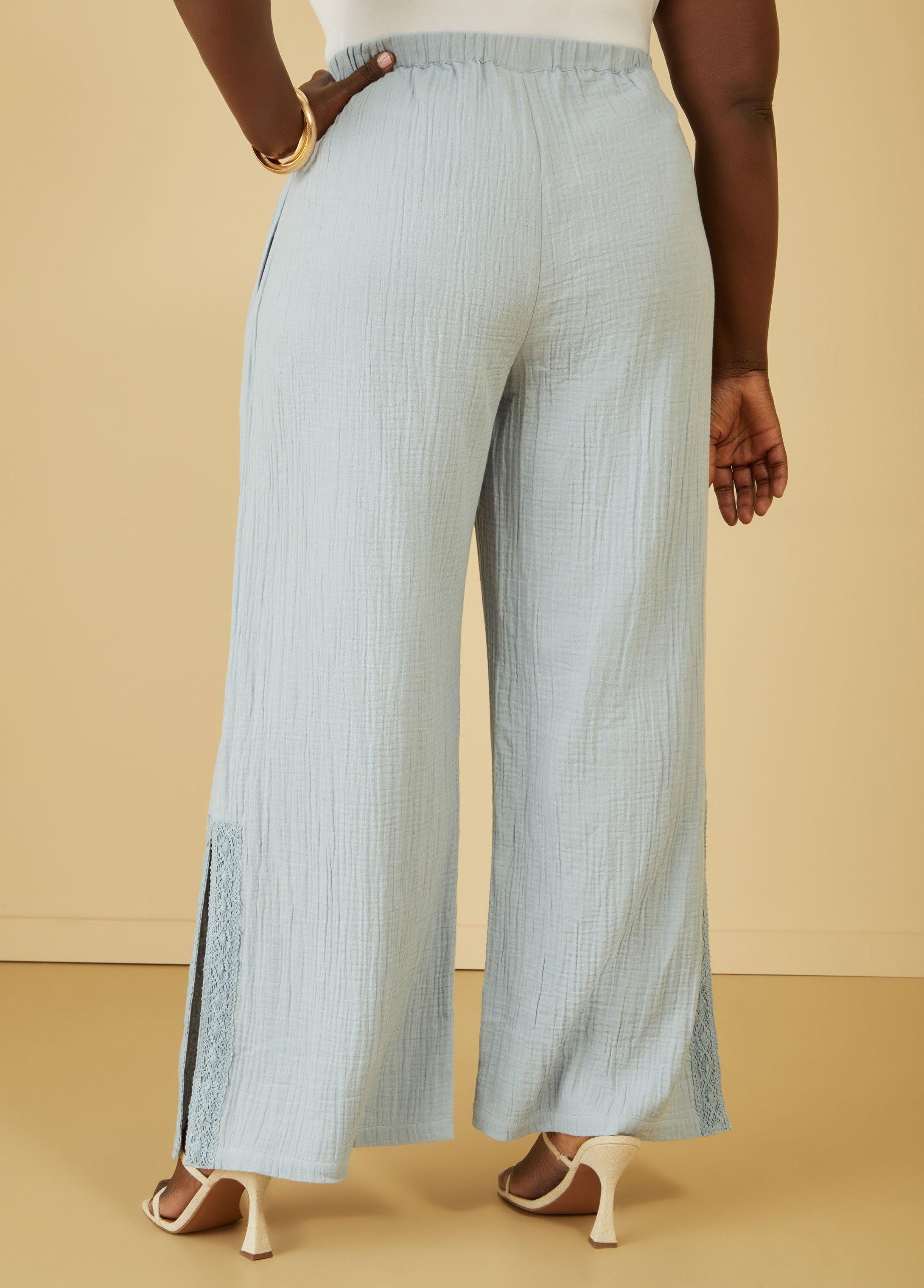 Slit Hem Cotton Gauze Pants Product Image