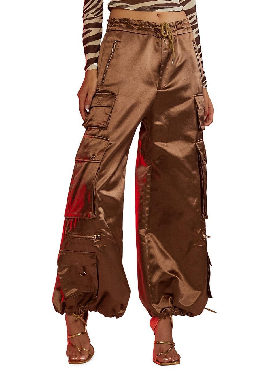 Womens Silk-Blend Cargo Pants Product Image