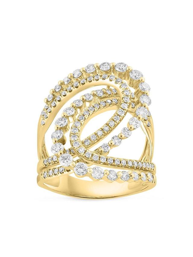 Womens 14K Yellow Gold & 1.31 TCW Diamond Swirled Openwork Ring Product Image