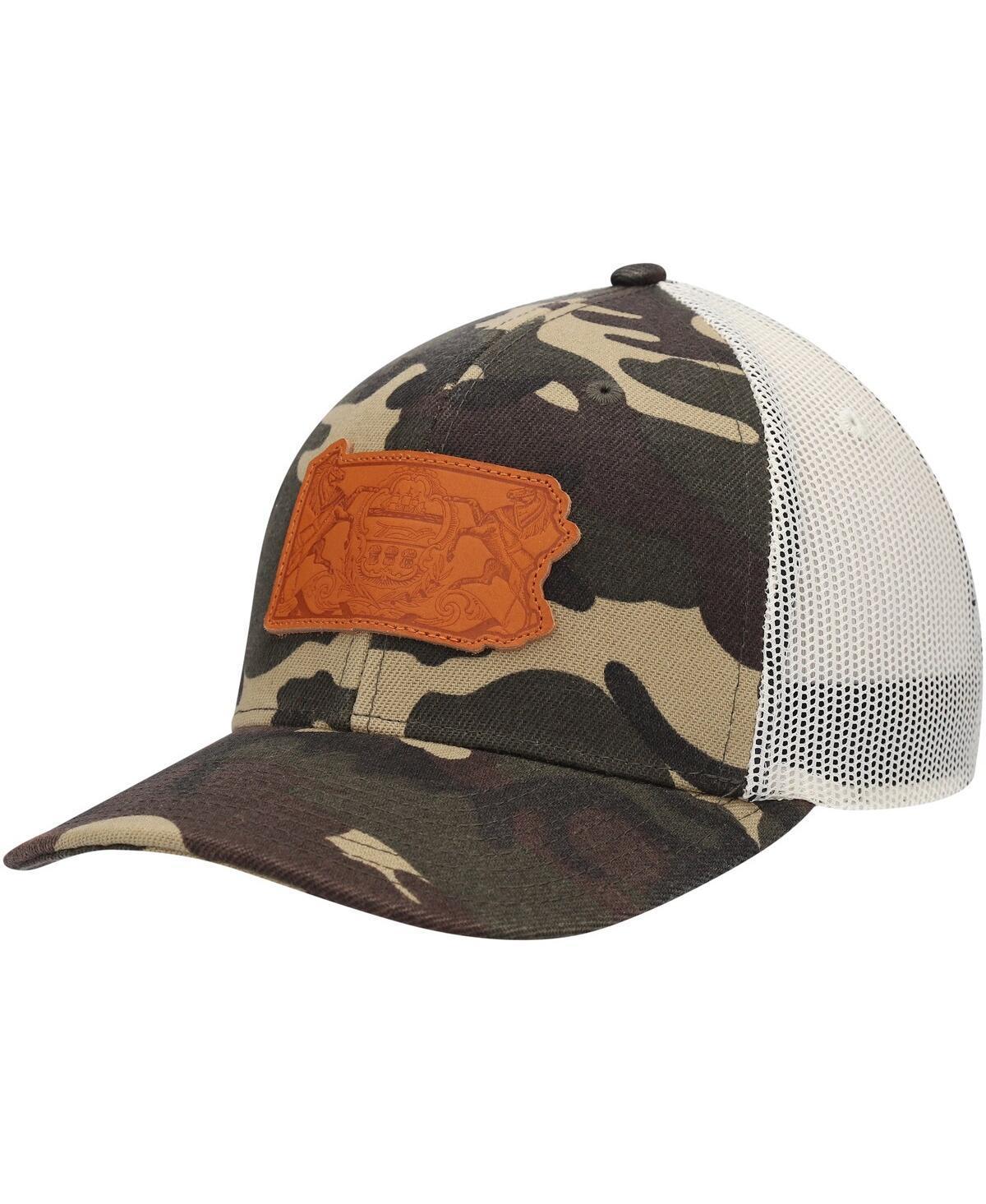 Mens Local Crowns Camo Pennsylvania Icon Woodland State Patch Trucker Snapback Hat Product Image