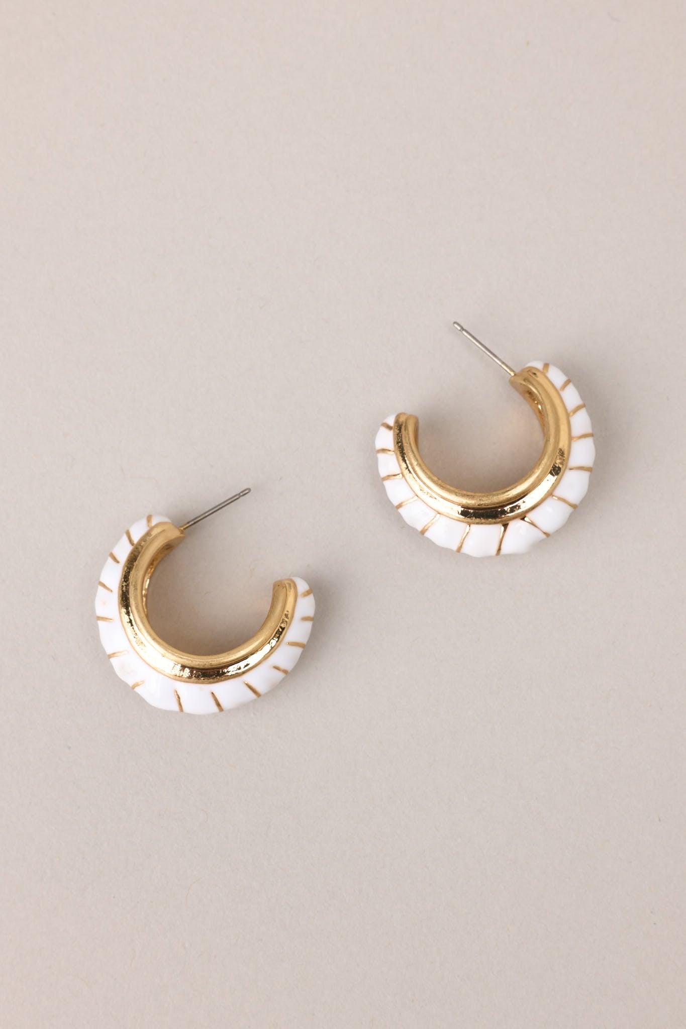 Turning The Page White Hoop Earrings Product Image