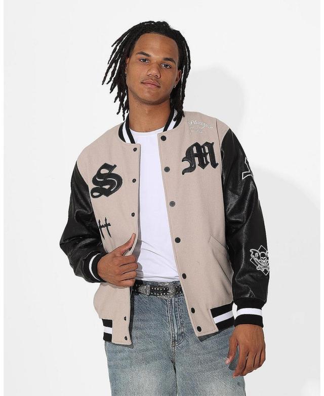 Saint Morta Mens Graveyard Varsity Jacket - Stone Product Image