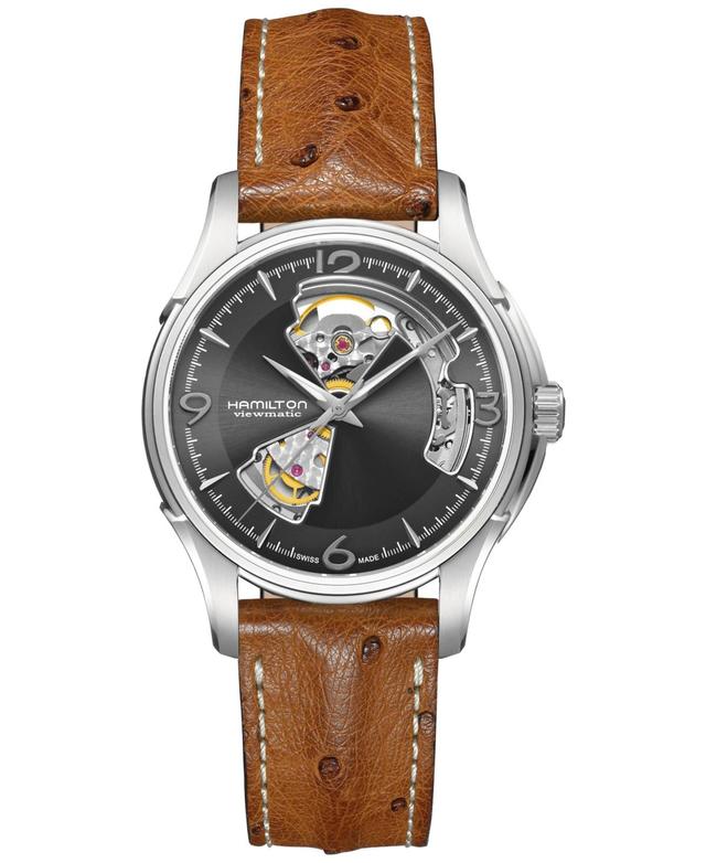 Hamilton Mens Swiss Automatic Jazzmaster Brown Leather Strap Watch 40mm - Brown Product Image