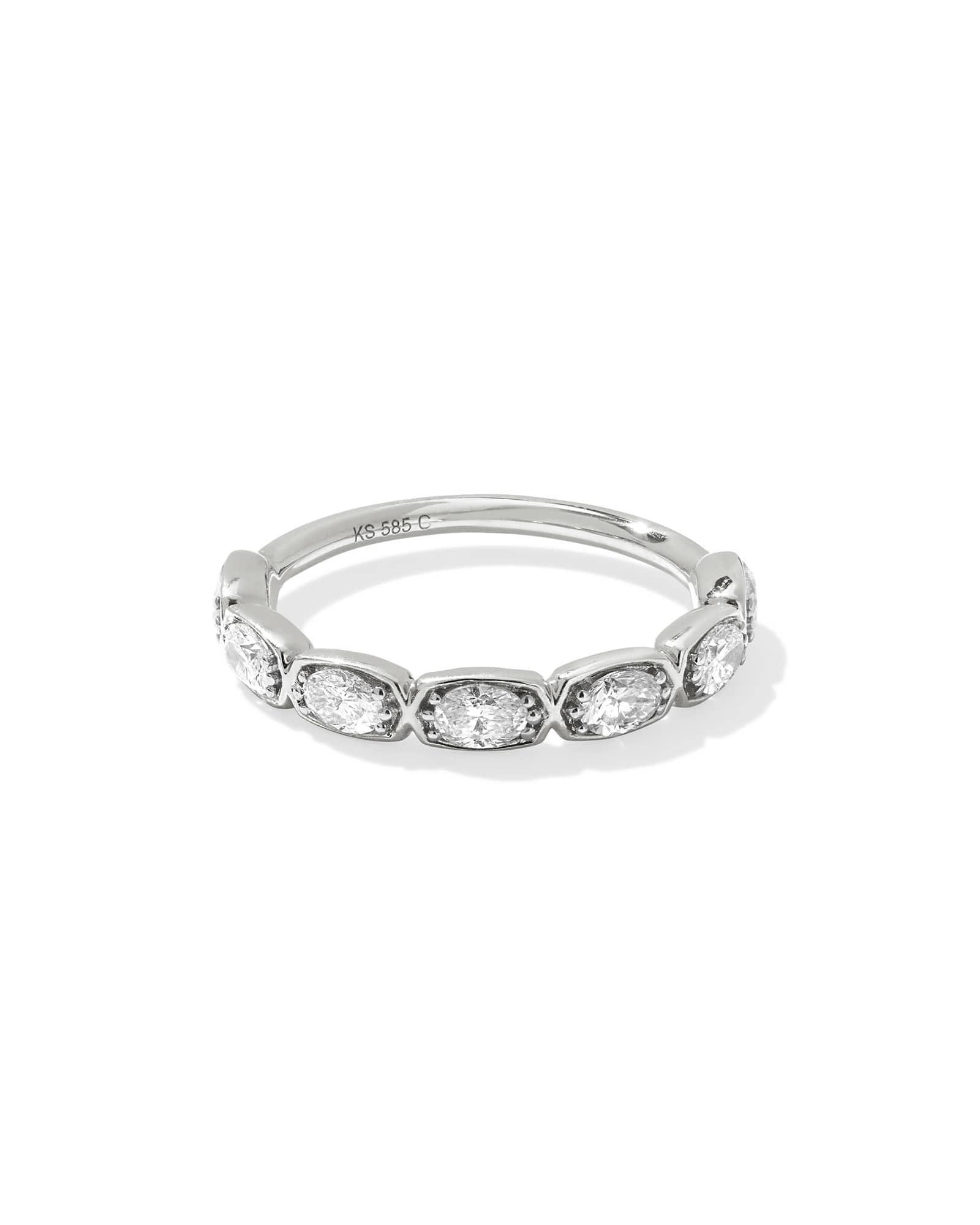 Lab Grown White Diamond Marisa Oval Band Ring in 14k White Gold Product Image