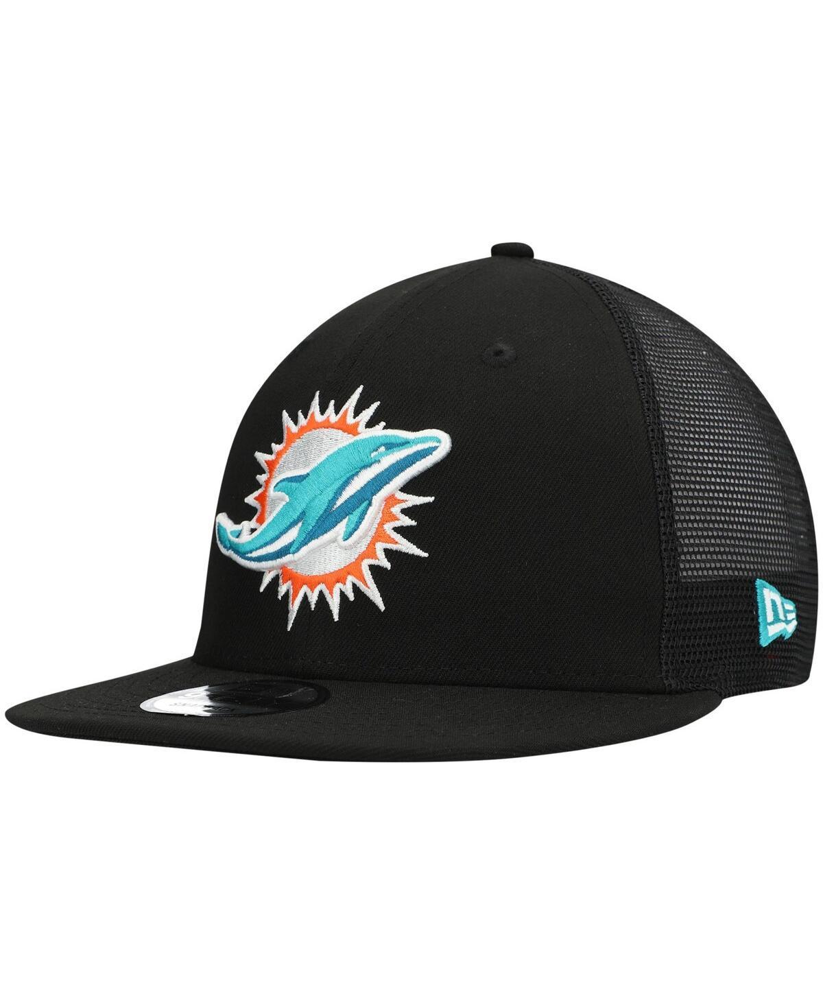 Mens New Era Black Miami Dolphins Shade Trucker 9Fifty Snapback Hat Product Image