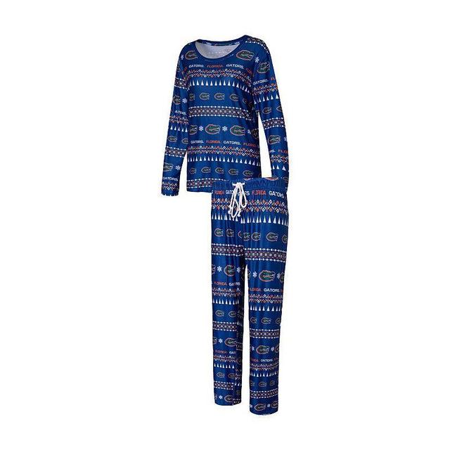 Womens Concepts Sport Royal Florida Gators Flurry Ugly Sweater Long Sleeve T-Shirt & Pants Sleep Set Product Image