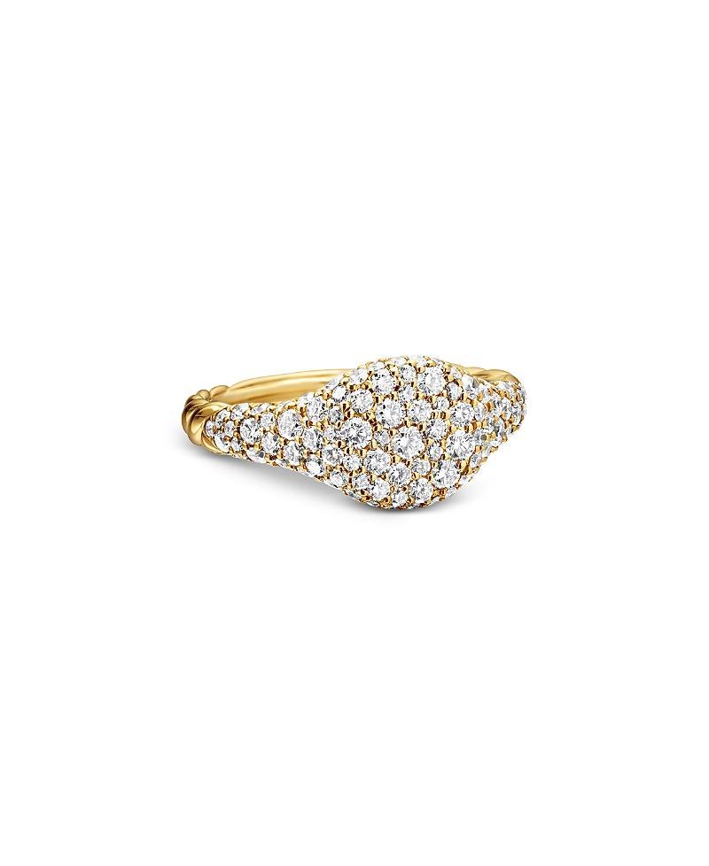 Womens Petite Pave Pinky Ring In 18K Yellow Gold Product Image