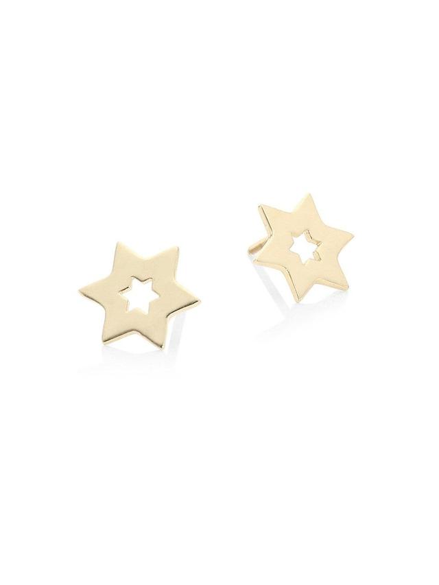 Womens Star 14K Yellow Gold Stud Earrings Product Image