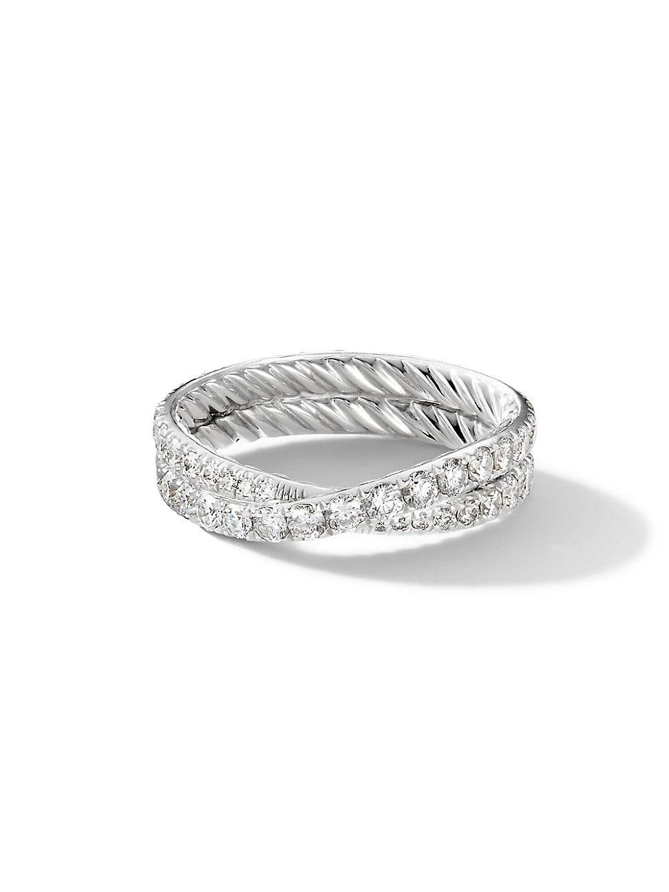 Womens DY Crossover Band Ring in Platinum Product Image