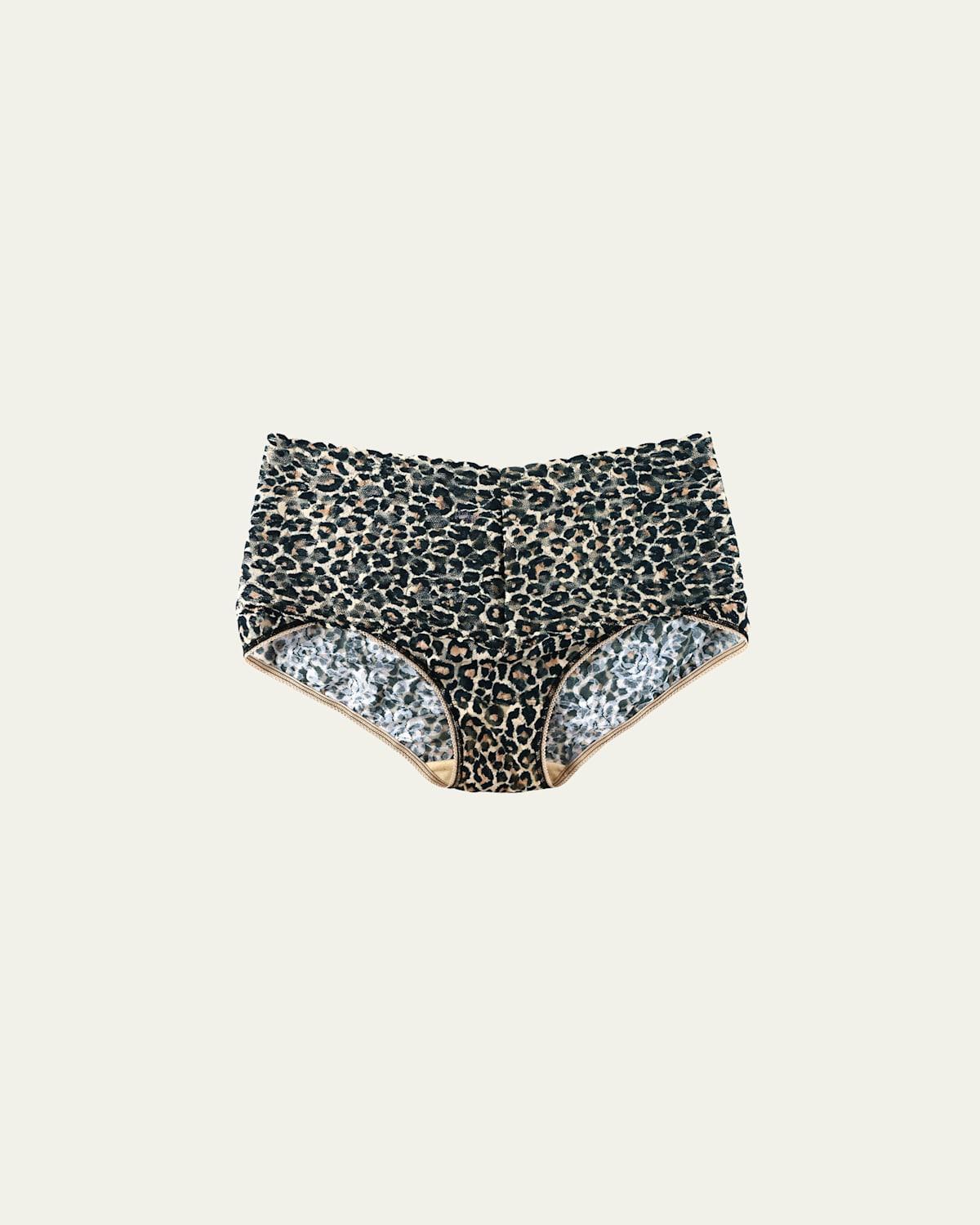 Retro Leopard-Print Lace Briefs Product Image