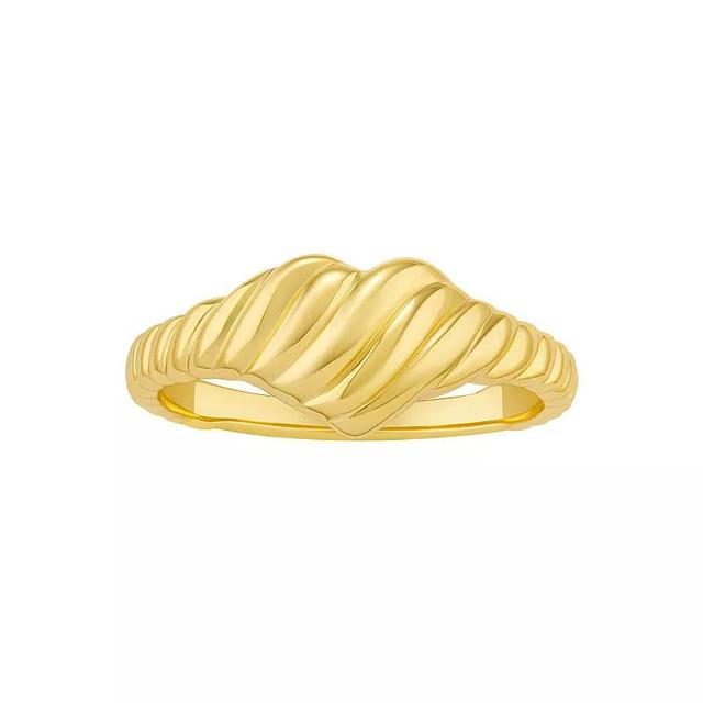 PRIMROSE 18k Gold Vermeil Etched Textured Heart Shape Ring, Womens Product Image