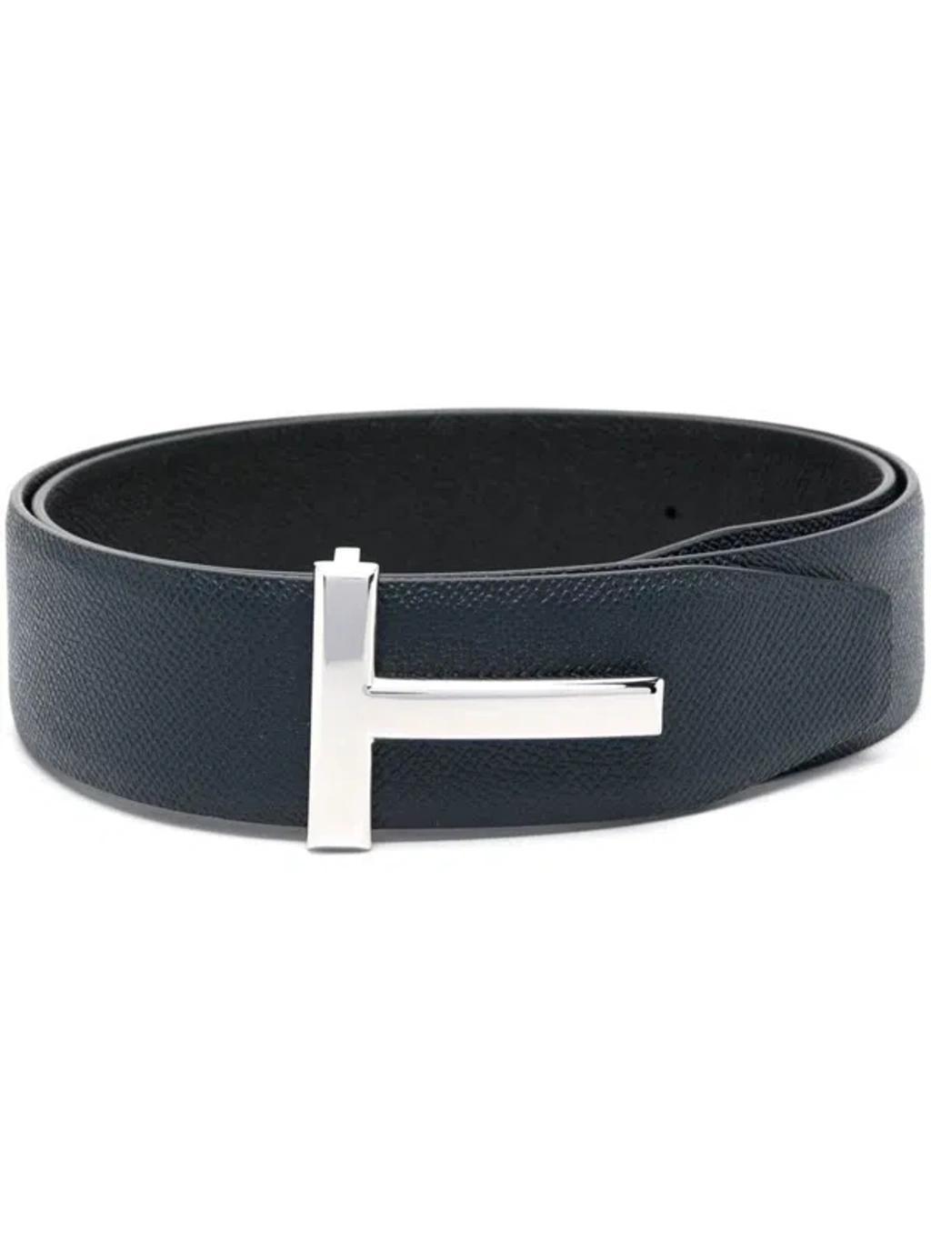 Reversible Blue And Black Belt With Logo Buckle Product Image