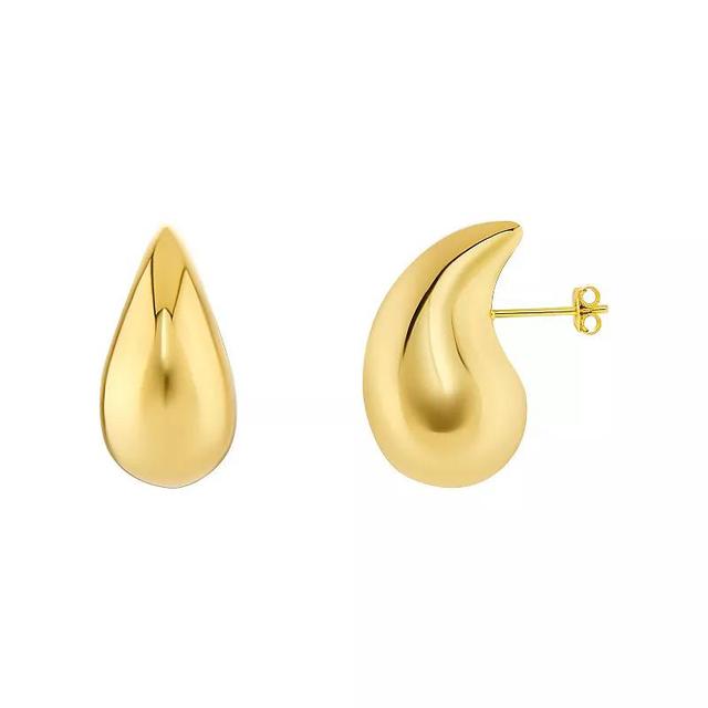 PRIMROSE 18k Gold Vermeil Polished Teardrop Chunky Stud Earrings, Womens, Yellow Product Image