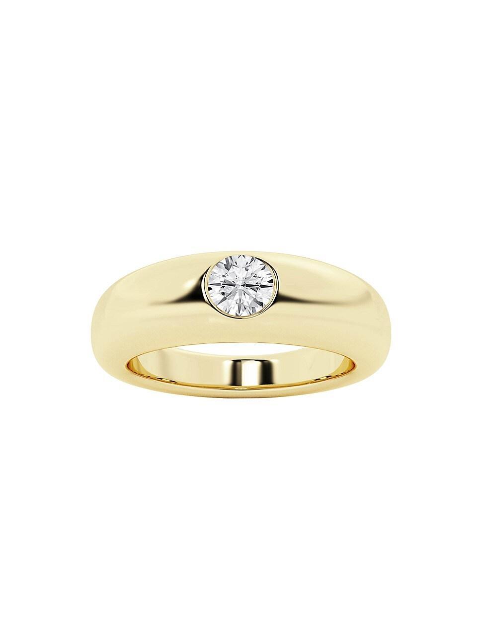 Womens 14K Yellow Gold & 0.33 TCW Round Natural Diamond Domed Ring Product Image