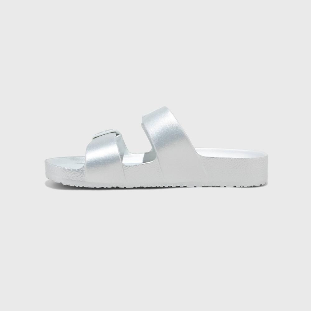 Womens Neida EVA Two Band Footbed Slide Sandals - Shade & Shore Silver 8 Product Image