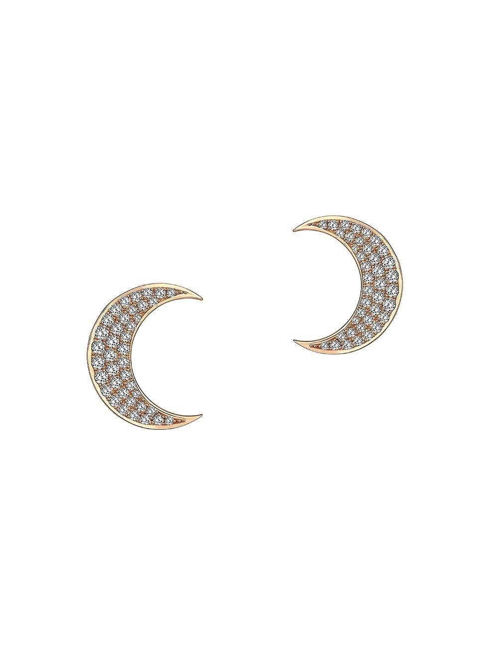 Womens Moonlight Crescent Moon 18K Rose Gold & 0.49 TCW Diamond Stud Earrings Product Image