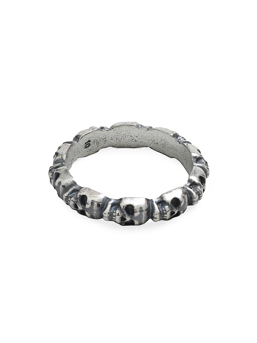 Mens Sterling Silver Mini Skull Head Ring Product Image