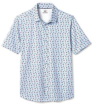 Johnston & Murphy XC4 Geo Print Performance Short Sleeve Button-Up Shirt Product Image