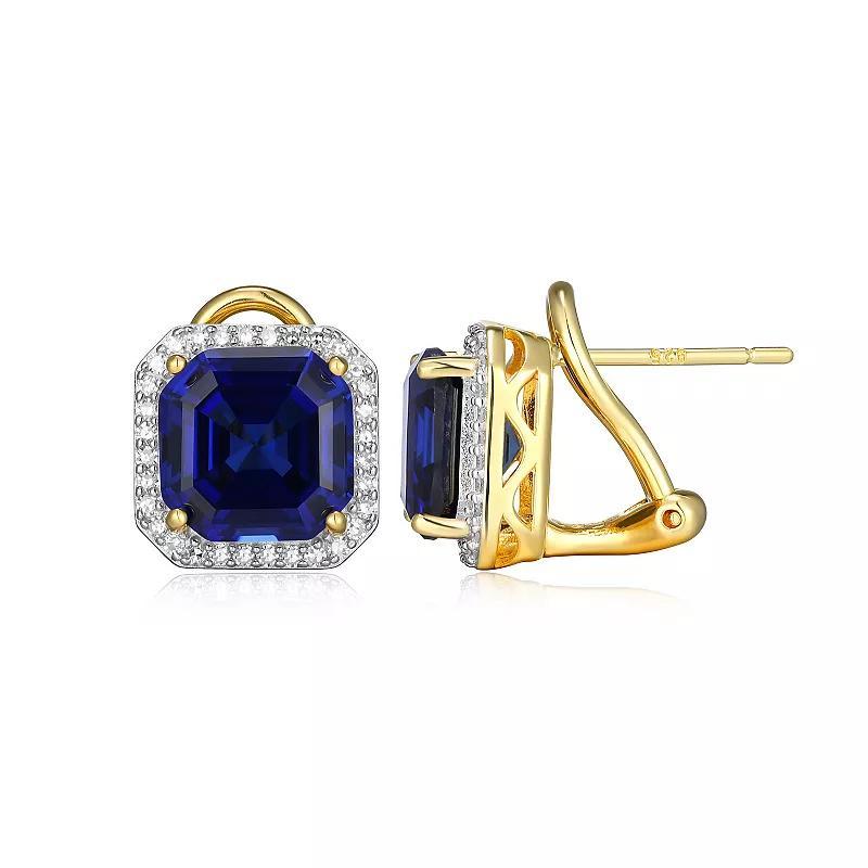 Sterling Silver Lab-Created Sapphire & 1/3 Carat T.W. Lab-Grown Diamond Stud Earrings, Womens, Gold Tone Product Image