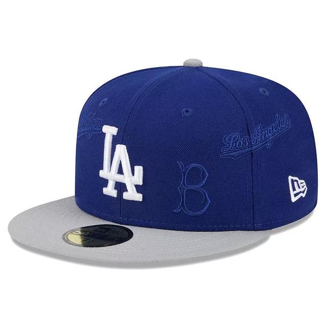 Mens New Era Royal/Gray Los Angeles Dodgers Multi Logo 59FIFTY Fitted Hat Product Image