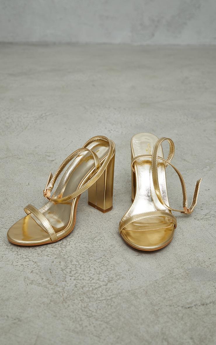 Gold Wide Fit Pu Basic Strap Detail High Heeled Sandals Product Image