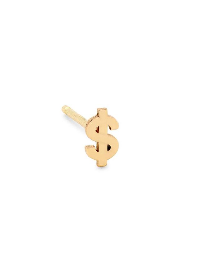 Womens Itty Bitty Symbols 14K Yellow Gold Dollar Sign Stud Earring Product Image