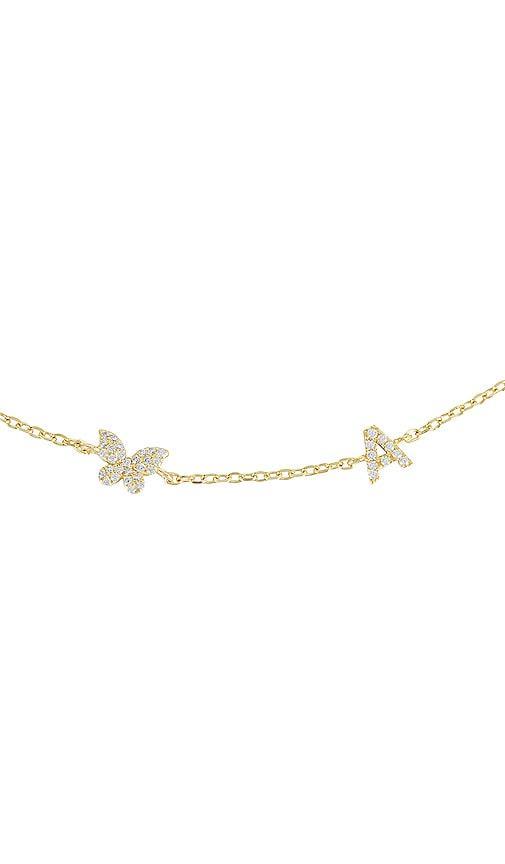 By Adina Eden Pave Butterfly Initial Choker Size A, B, C, D, E, F, G, I, J, N, O, P, T. Product Image