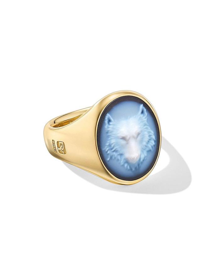 Mens Petrvs Wolf Signet Ring in 18K Yellow Gold Product Image