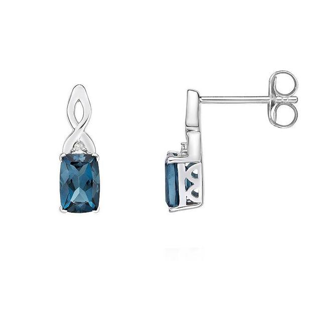 Gemminded 10k White Gold London Blue Topaz & Diamond Accent Drop Earrings, Womens, 10k Whgold Product Image