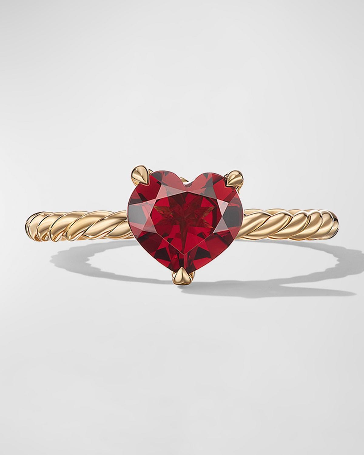 Womens Chatelaine Heart Ring in 18K Yellow Gold with Garnet Product Image