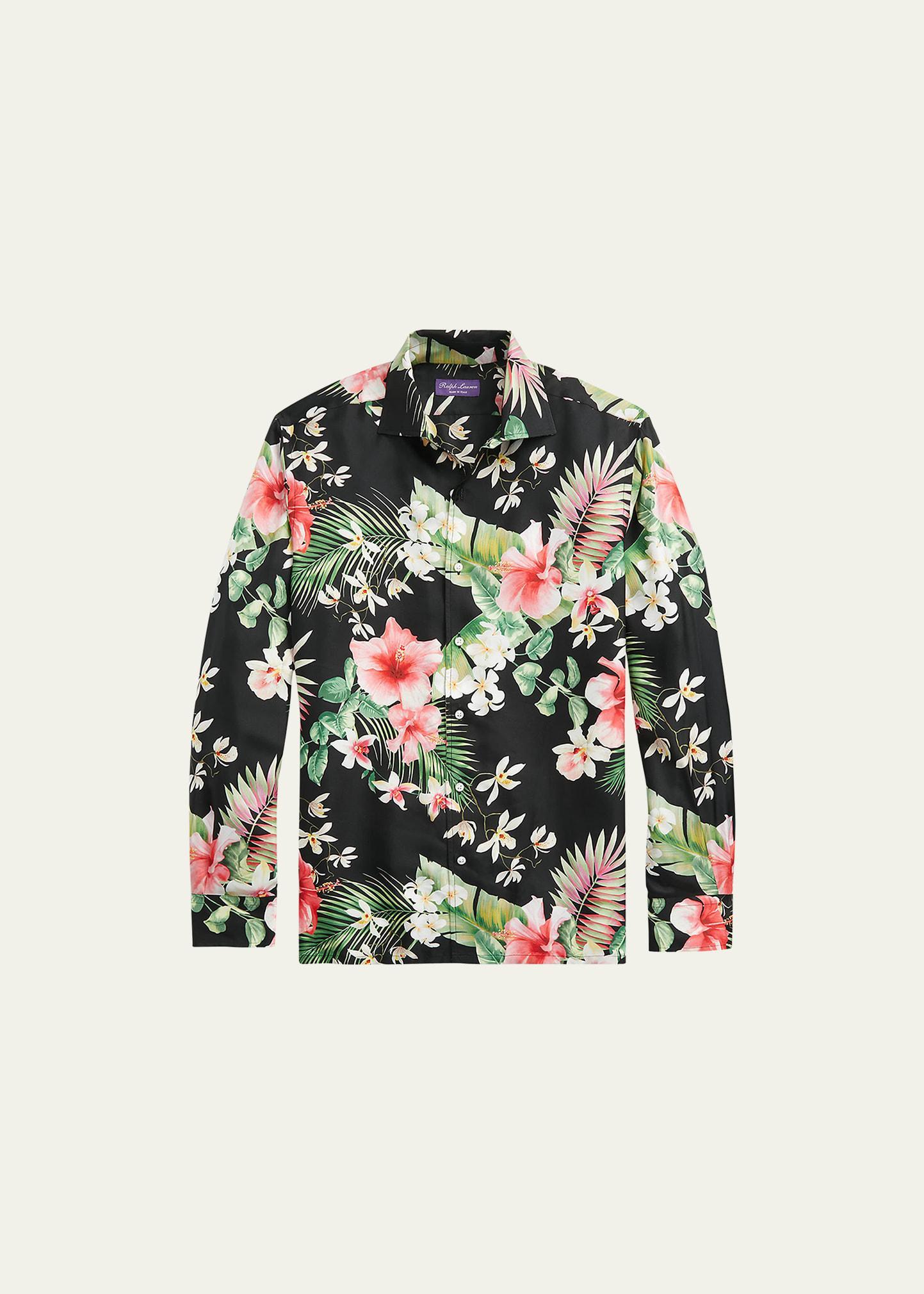 Ralph Lauren Purple Label Tropical Floral Silk Button-Up Shirt Product Image