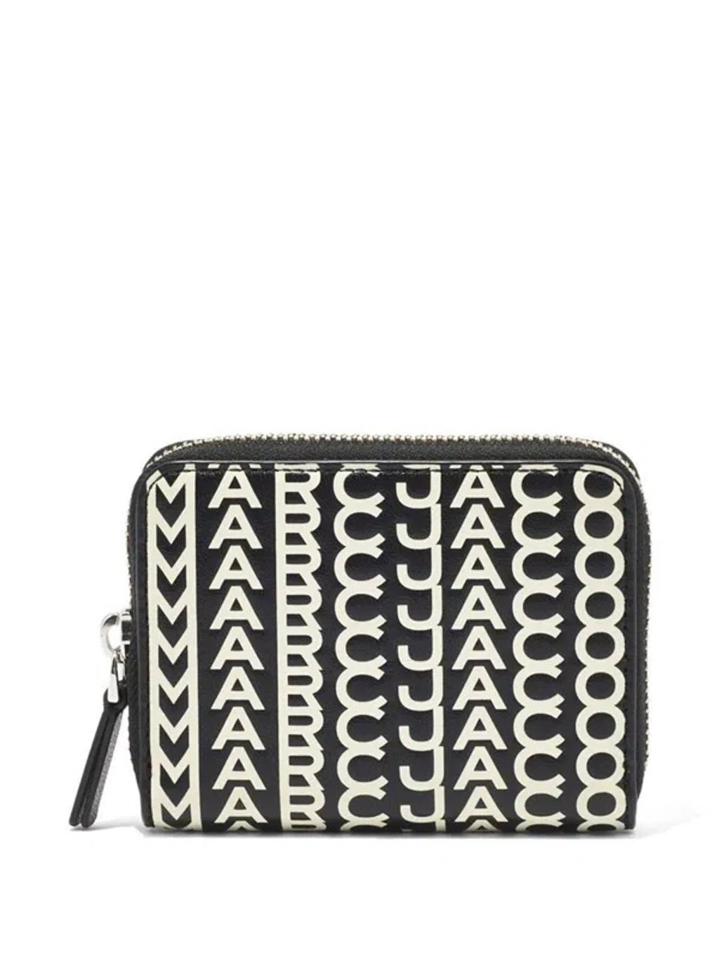 MARC JACOBS The Monogram Zip Around Wallet In 005 Black/white Product Image