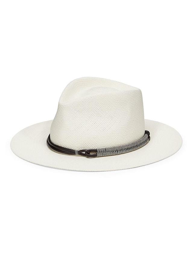 Womens Straw Fedora With Leather And Monili Band Product Image