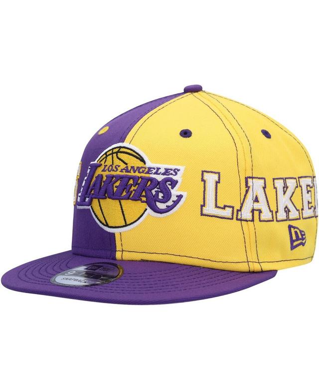 Mens New Era /Gold Los Angeles Lakers Team Split 9FIFTY Snapback Hat Product Image