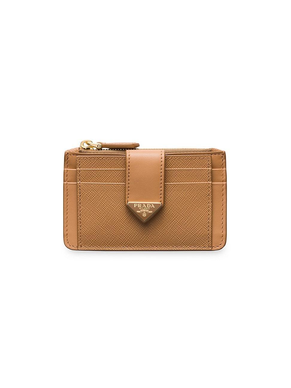 Womens Saffiano and Smooth Leather Card Holder Product Image