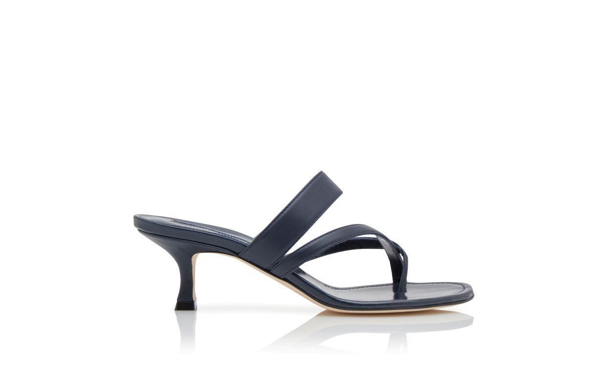 SUSA Navy Blue Nappa Leather Mules Product Image