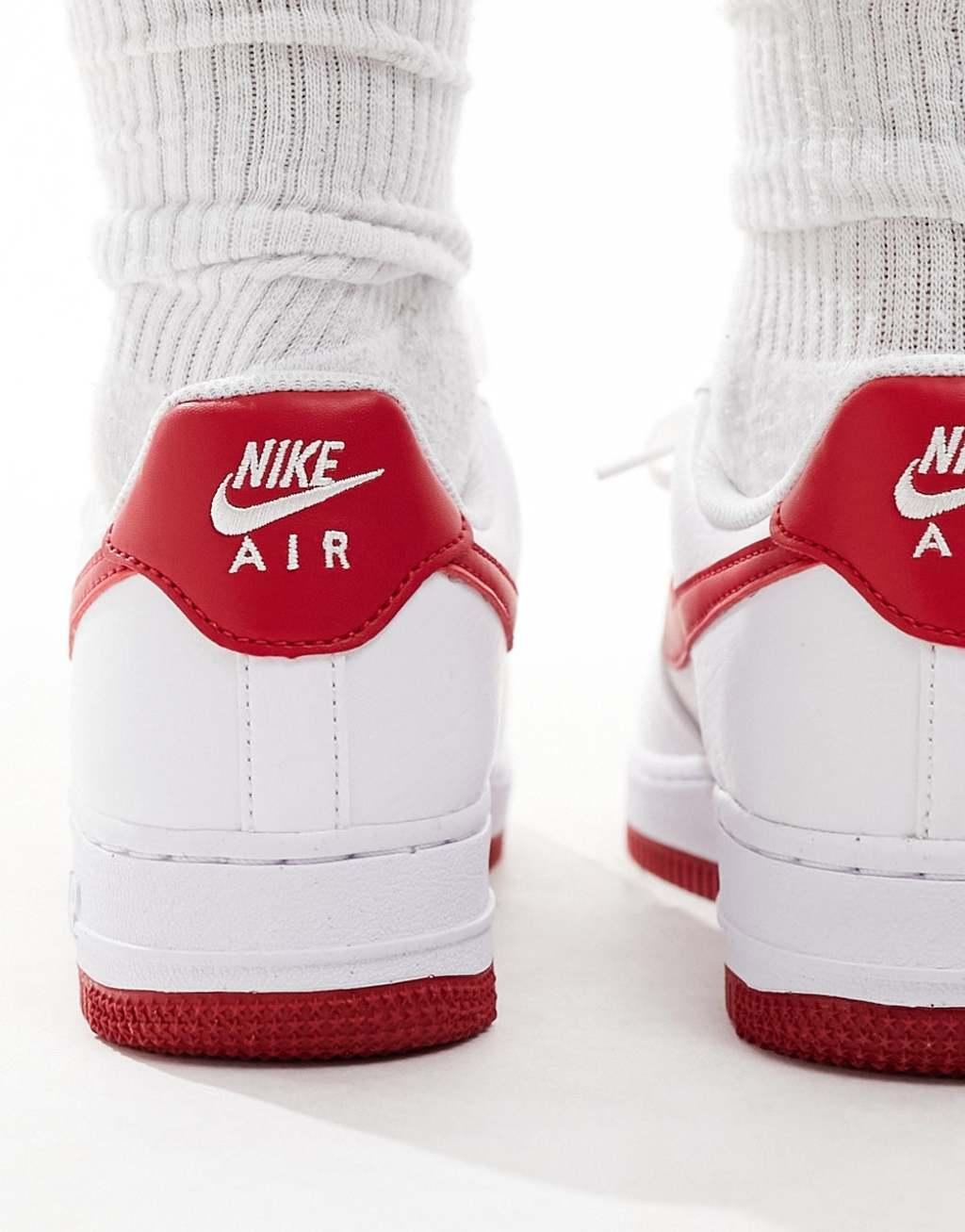 Nike Air Force 1 sneakers in white and red  Product Image