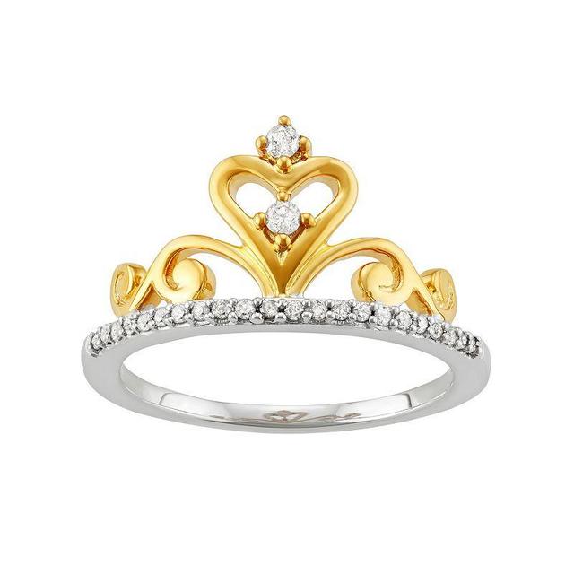 Two Tone Sterling Silver 1/6 Carat T.W. Diamond Crown Ring, Womens Product Image