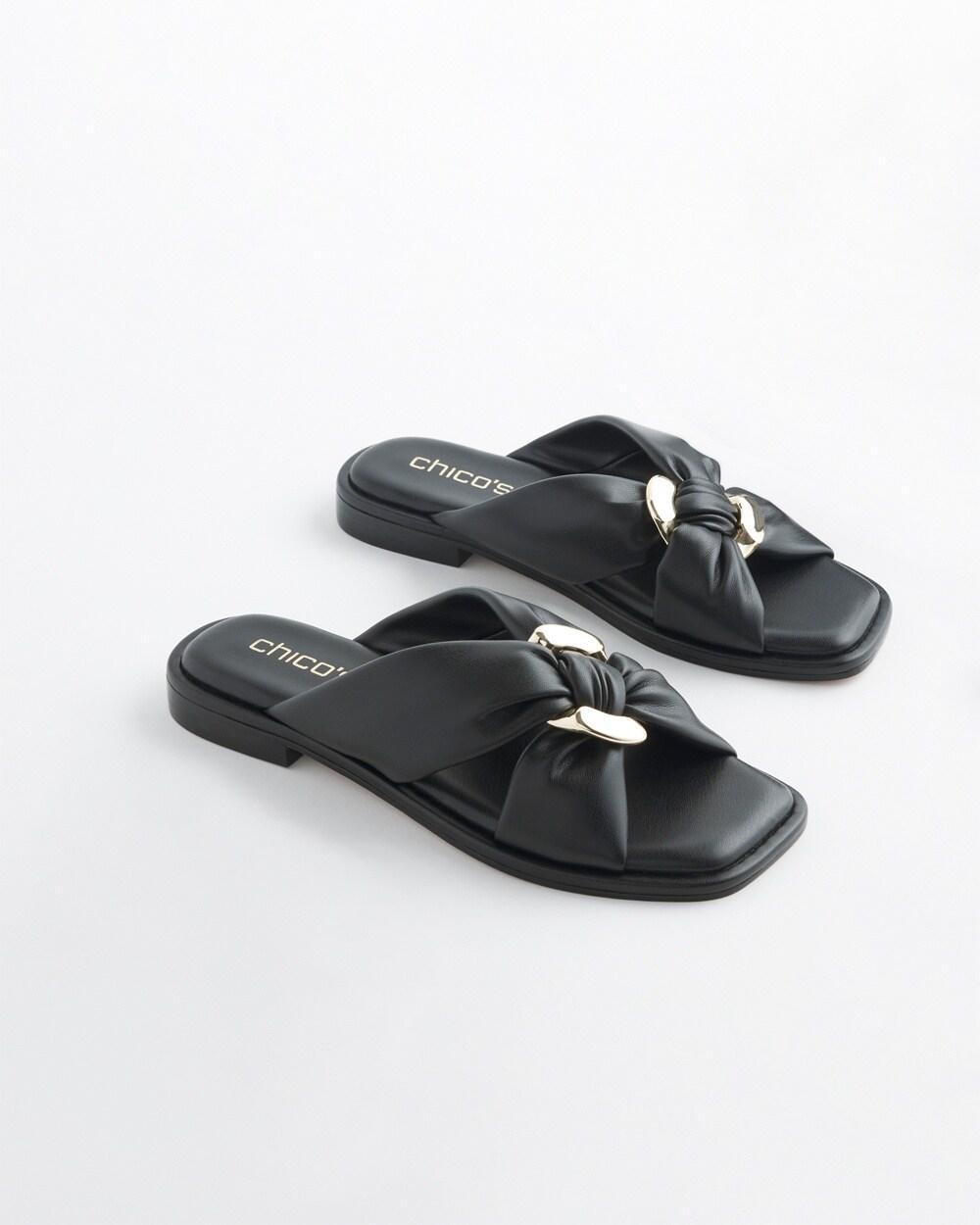 Black Leather Sandals size 8   Chico's - Black - Women Product Image