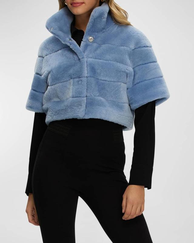 Reversible Lamb Shearling Bolero Jacket With Cropped Sleeves Product Image