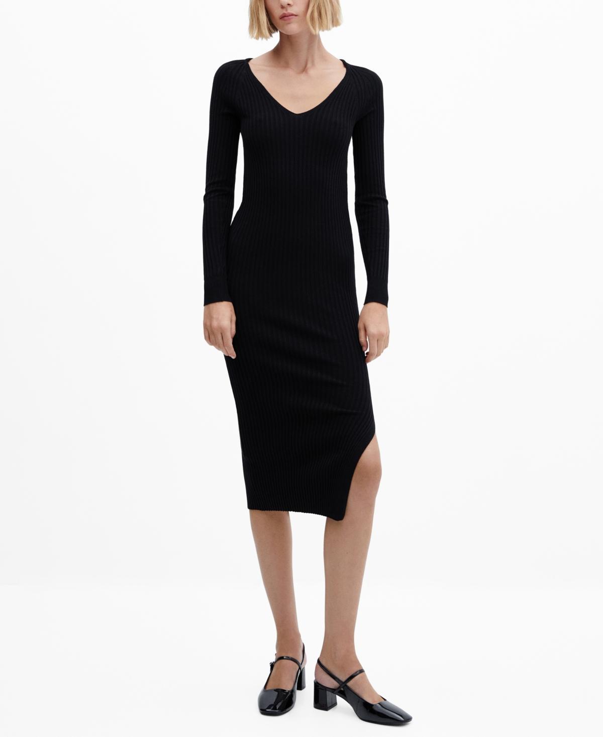 MANGO Long Sleeve Rib Sweater Dress Product Image